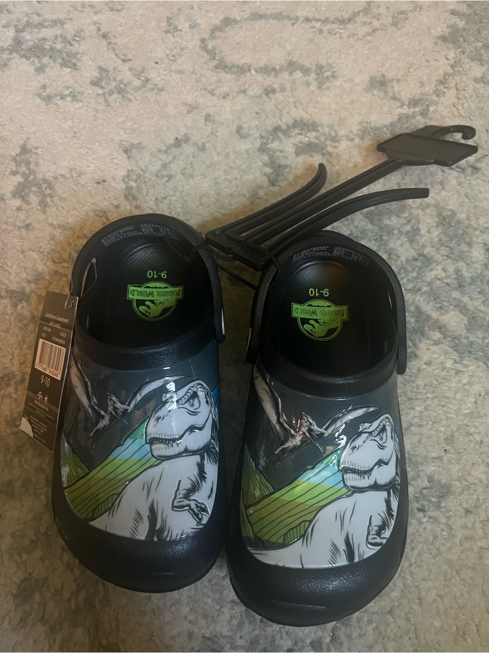 Little Kids Black Dinosaur Clog Shoes